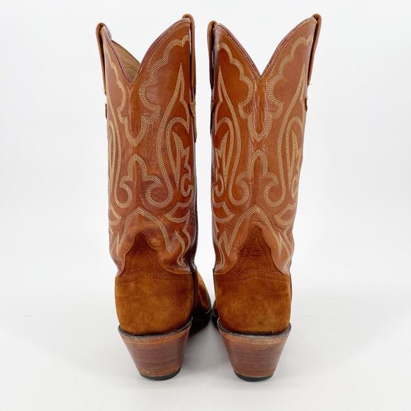 Lucchese Classics Cognac Camel Suede Stitch Detail Western Cowgirl Boot size 7.5 - Picture 8 of 12